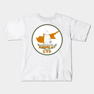 laser class sailboat on flag Cyprus Kids T-Shirt